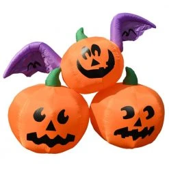 ALEKO 6 Ft. Pre-Lit Winged Jack-O-Lantern Trio Halloween Inflatable