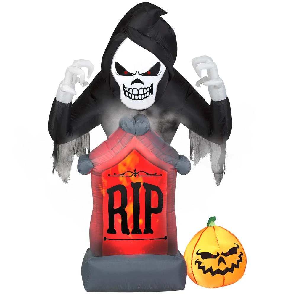 Halloween Inflatables Gemmy 6 Ft. Pre-Lit Inflatable Animated Projection Fog Effect-Fire And Ice-Shaking Reaper Scene (RRPm) Airblown 3 Halloween Inflatables Gemmy 6 Ft. Pre-Lit Inflatable Animated Projection Fog Effect-Fire And Ice-Shaking Reaper Scene (RRPm) Airblown