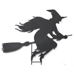 Gerson 45 In. L Metal Witch On Broom Silhouette Yard Decoration Halloween Yard Decor