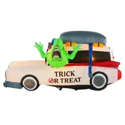 Ghostbusters 3.7 Ft. Ghostbusters Ecto 1 With Slimer Halloween Inflatable Halloween Inflatables