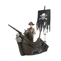 Halloween Yard Decor Home Accents Holiday 116 In. Pirate Ship With Animated Steering Wheel