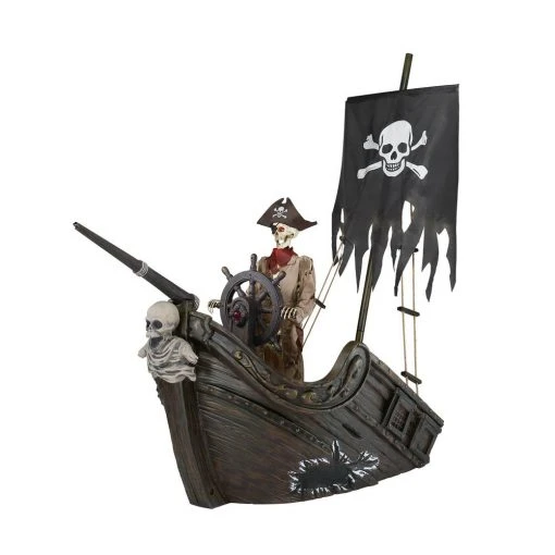 Halloween Yard Decor Home Accents Holiday 116 In. Pirate Ship With Animated Steering Wheel