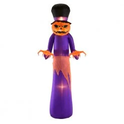 Halloween Inflatables Home Accents Holiday 12 Ft. Giant Pumpkin Reaper With Top Hat Halloween Inflatable
