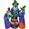 Home Accents Holiday 6 Ft. Fire And Ice Witches With Cauldron Airblown Projection Inflatable Halloween Inflatables
