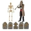 Home Accents Holiday 6.5 Ft. Animated Gravedigger, 5 Ft. Poseable Skeleton And 5-Piece Assorted Tombstone Pack Halloween Props