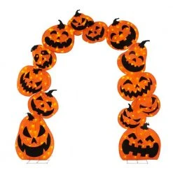 Halloween Yard Decor Home Accents Holiday 106 In. 210 Warm White LED Lights Pumpkin Arch With 16-Function
