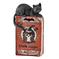 Worth Imports 12 In. Halloween Light Up LED Black Cat On Spell Book Halloween Props